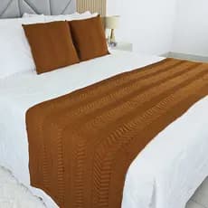 Kit Peseira Manta Tricot Cama Casal Queen King Links + 2 Capas Almofadas