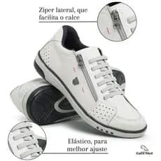 Sapatênis Masculino Couro Casual Com Ziper Anti stress Moderno Calce Facil Ziper lateral Macio e Confortavel