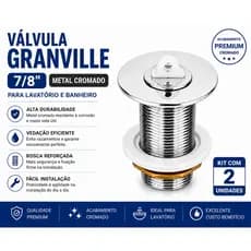 Válvula Granville 7/8 para Lavatório Banheiro | 2 UNIDADES | Vedação Eficiente | Instalação Fácil