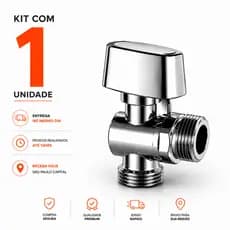 Registro Máquina de Lavar 1/2x3/4 Metal Reforçado | Kit 1 Unidade | Receba Hoje SP Capital