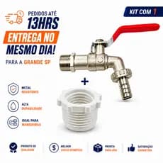 Torneira Registro Esfera Jardim 1/2 e 3/4 Metal Reforçado | 1 Unidade | Tanque Máquina de Lavar | ENTREGA DIRETA