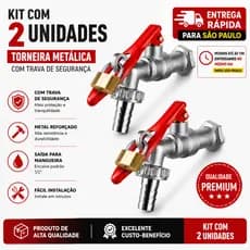 Torneira Jardim 1/2 Cadeado | 2 Unidades | Metal Reforçado Alta Durabilidade