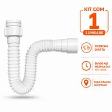 Sifão Flexível Universal Branco ABS Ajustável | Para Pia, Tanque e Lavatório | ENTREGA DIRETA | 1 UNIDADE