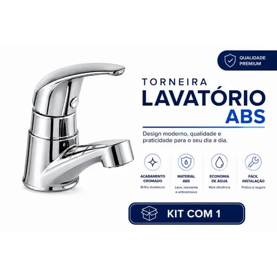 Torneira Lavatório Banheiro ABS Cromada Premium | Fácil Instalação | 1 Unidades