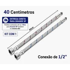 Par Engate Flexível Inox 40cm para Misturador Monocomando 1/2" Reforçado Alta Durabilidade Premium | 1 PAR