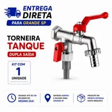 Torneira Esfera 2 Saídas 1/2x3/4 para Máquina de Lavar Metal Cromado Reforçado | 1 Unidade