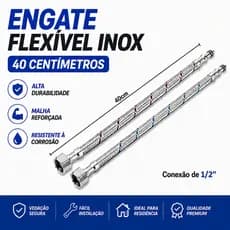 Par Engate Flexível 40cm Inox para Misturador Monocomando 1/2" | Resistente e Antivazamento | Kit 1, 2, 3, 4 e 5