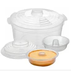 Kit Micro Ondas Panela De Arroz + Forma De Pudim + BRINDE Tampa De Alimentos