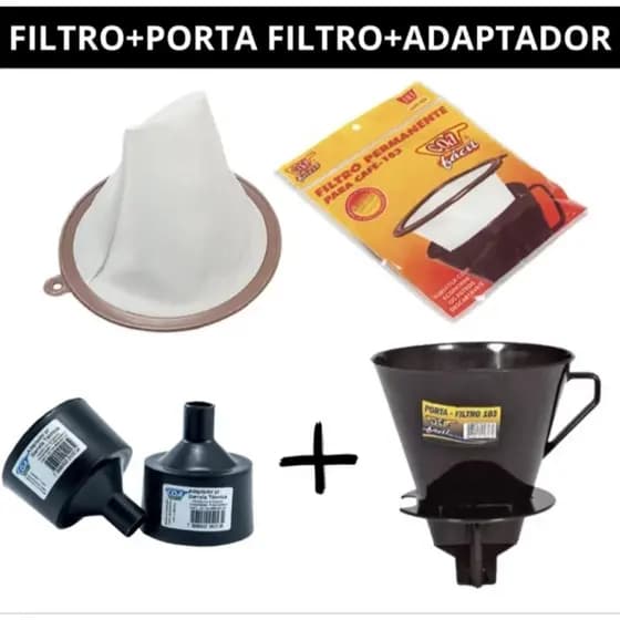 Kit Coador De Café + Porta Filtro + Adaptador