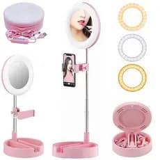 Espelho Luz Led Ring Light Iluminação Maquiagem Portátil Suporte para Celular