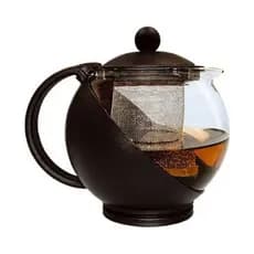 Chaleira Inox de Vidro c/ Tampa e Infusor 750 ml Bule Café