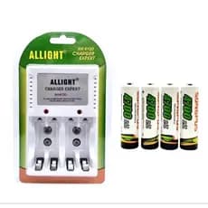 kit Carregador de Pilhas AA/AAA +  4 pilha