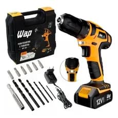 WAP parafusadeira e furadeira a bateria BPF-12k3 kit maleta 13 acessórios 1 ano garantia