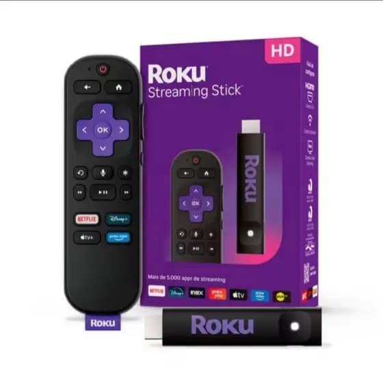 Roku streaming Stick TV Box Full HD controle por voz
