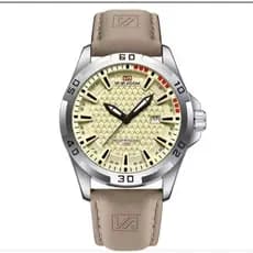 relógio masculino pulseira de couro estilo naviforce