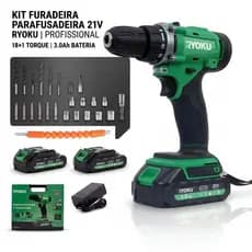 furadeira parafusadeira elétrica 21v duas baterias RYOKU