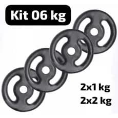 Kit 06kg Anilha Pintada Musculaçao  (1par ) De 1kg (1par) De 2kg