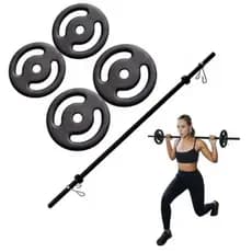 Kit Musculação Pump - Barra + Ate 20Kg De Anilhas Pintadas +Presilhas