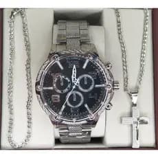 Relógio masculino com conjunto de aço inox