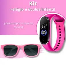 Kit Relógio Digital Led Infantil + Óculos De Sol