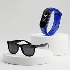 Conjunto relógio LED criança e óculos de sol masculino infantil menino