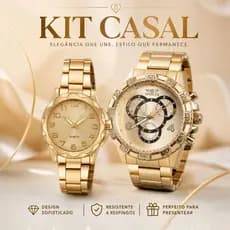 Kit Casal Relogio Feminino + Relogio Masculino + Caixa Para Presente