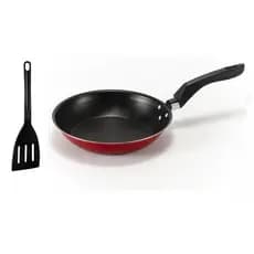 Frigideira francesa 22 cm antiaderente teflon com espatula  vermelha  com grafite