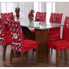 KIT 6 CAPAS DE CADEIRA PARA MESA DE JANTAR ESTAMPA NATALINA/ ANO NOVO