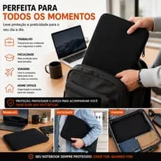 Luva Capa Case Pasta para Notebook Neoprene 17 Polegadas Com Fechamento em Ziper Preto