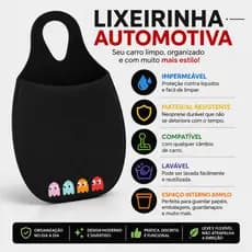 Lixeira Sacolinha Saco Saquinho Lixo Carro Fabricado Neoprene Resistente Premium Modelo Gamer Limpeza Interna do Carro