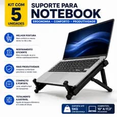 Kit 5 Suporte Para Notebook Ajustável Abs Ergonômico para Notebooks de 10 a 17 Polegadas
