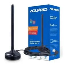 Antena interna Digital Aquário com captação 5 Em 1 Vhf Uhf Fm Hdtv 4k Dtv100p 5 em 1: Captura Sinais VHF, UHF, FM, HDTV
