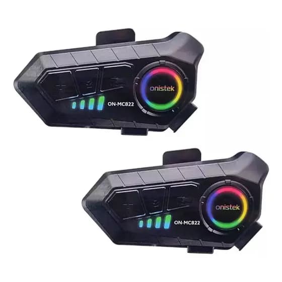 Intercomunicador de Capacete Duplo Onistek ON-MC822 Bluetooth Fone Moto com Microfone P2