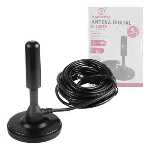 Antena Digital Interna Externa Full HD 4K - Impermeável, Alta Sensibilidade, Base Magnética 5 Metros