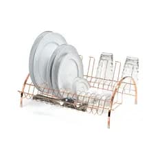 Escorredor de Louça Fantastik com Porta Talheres e Copos Cromado Rose