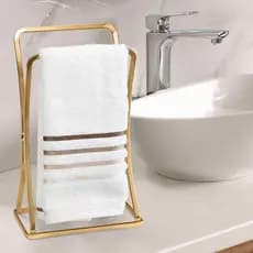 Suporte Porta Toalha de Pia – Dourado Fosco, Ideal para Lavabo e Banheiro