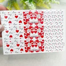 Adesivos de unhas love e corações vermelhos Adesivo,películas,unhas,nails art,unhas decoradas,decoração de unha,unha delicada,cartela de unha,Queyti películas para unhas,não é adesivo 3d,não é artesanal
