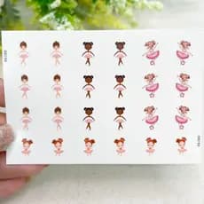 Adesivos de unhas bonecas bailarinas Adesivos,películas,unhas,nails art,unhas decoradas,decoração de unha,unha delicada,cartela de unha,Queyti películas para unhas,não é adesivo 3d,não é artesanal