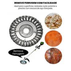 Escova Rotativa Cortador de Grama Furo Universal 25mm 6"ou 8" Polegadas Stihl Toyama Kawashima