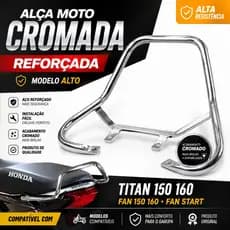 Alça Garupa Titan 150 160 Fan Start Cromada Reforçada