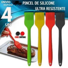 Combo 4 Pincel de Silicone Utensílio de Confeitaria e Culinária 4" Untar Formas Assadeira Pinceis