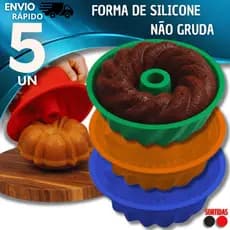 KIT PROMOCIONAL 5 Forma De Silicone Para Bolo Pudim Torta Mousse Forno Assadeiras Cor Sortida Formas