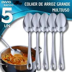 Combo Colheres de Aço Inox 25,2cm Servir Arroz Alimentos Cozinha Casa Utensílios Quentão Arraia Sopa