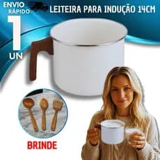 Leiteira Fervedor Cerâmica 14 cm Antiad. Não Gruda Agua Quente Cerâmico Caneção Leite Multiuso Café Chá Molhos Calda