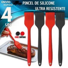 Conjunto 4 Pincel de Silicone Utensílio de Confeitaria e Culinária 4" Untar Formas Assadeira Pinceis