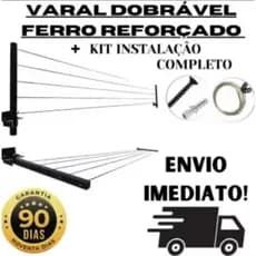Varal retrátil de parede dobrável de ferro reforçado + kit instalação!