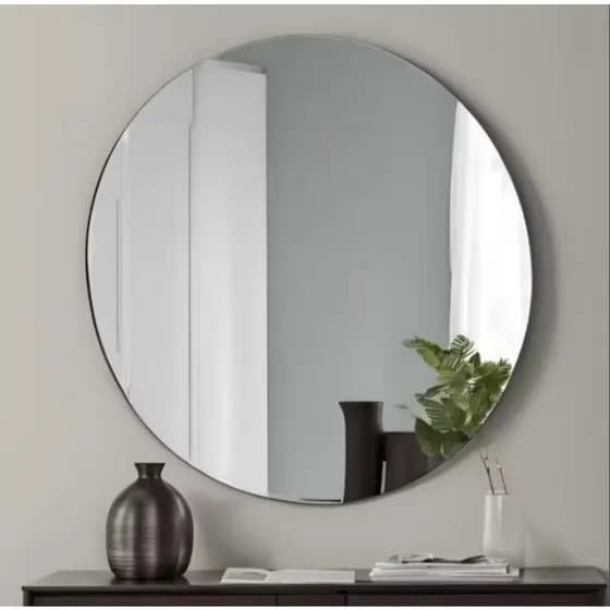 Espelho Redondo Vidro Lapidado 60cm Decorativo Autocolante Parede Banheiro Sala Quarto-ENVIO FULL