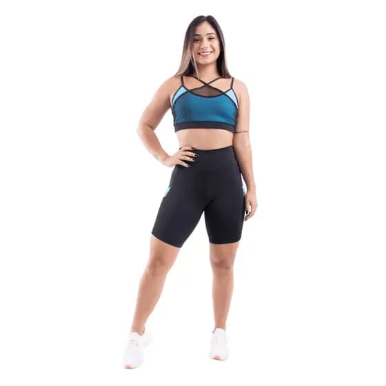 Promoção Conjunto Top Cropped Bermuda Legging Fitness Academia Feminino - T42L-B35L