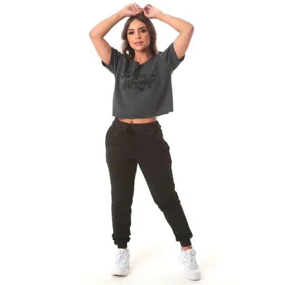 Calça Moletom Feminina Com Punho Jogger  e Sem Punho