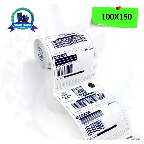 2 Rolos Etiqueta 10x15 cm 100x150 mm Couche Serilhada E-commerce
